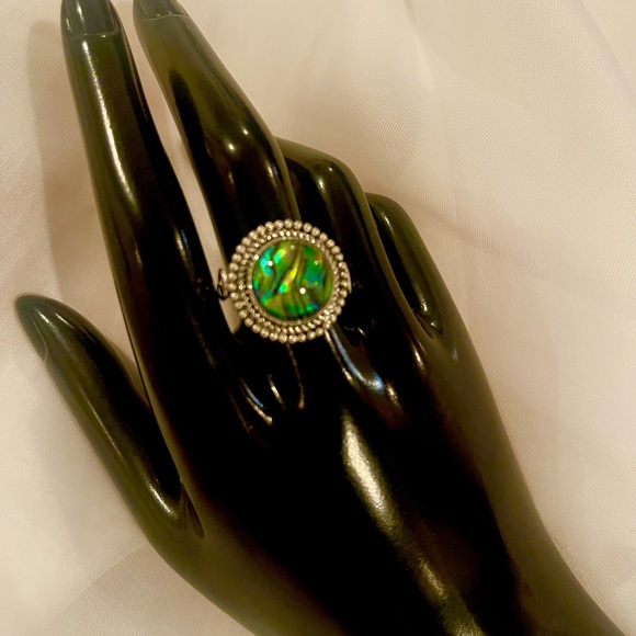 Signature Style Abalone Crystal Solid Sterling Silver Ring - Picture 7 of 7